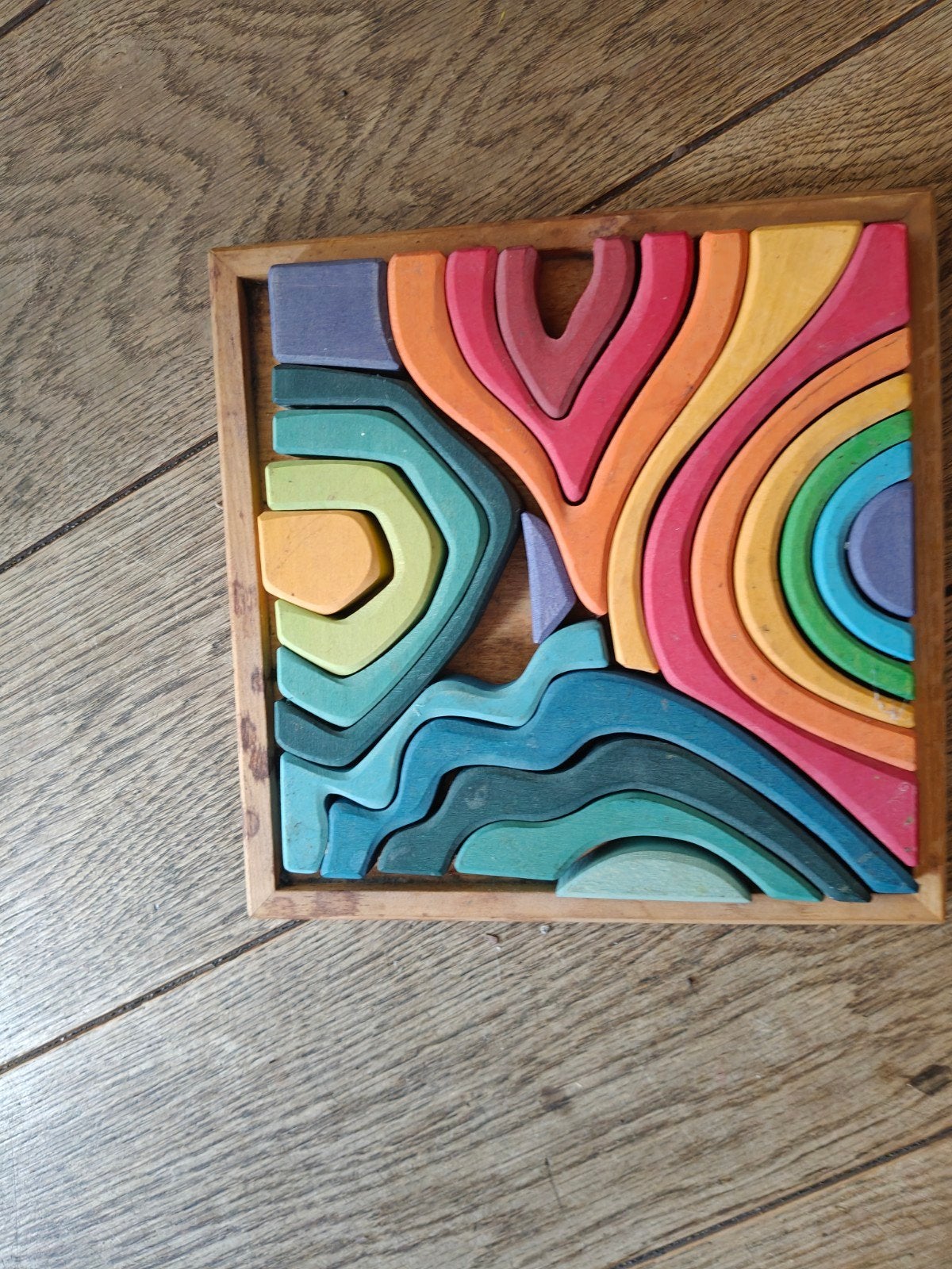 Grimms kleine elementen puzzel - Houten regenboog puzzel, 2 tot 4 jaar, Gebruikt, 10 tot 50 stukjes, Ophalen of Verzenden