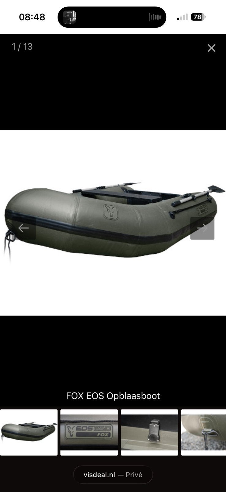 Fox eos 250 met min kota 34 lbs, Watersport en Boten, Ophalen of Verzenden, Zo goed als nieuw, Motor en Techniek, Zeilboot of Motorboot