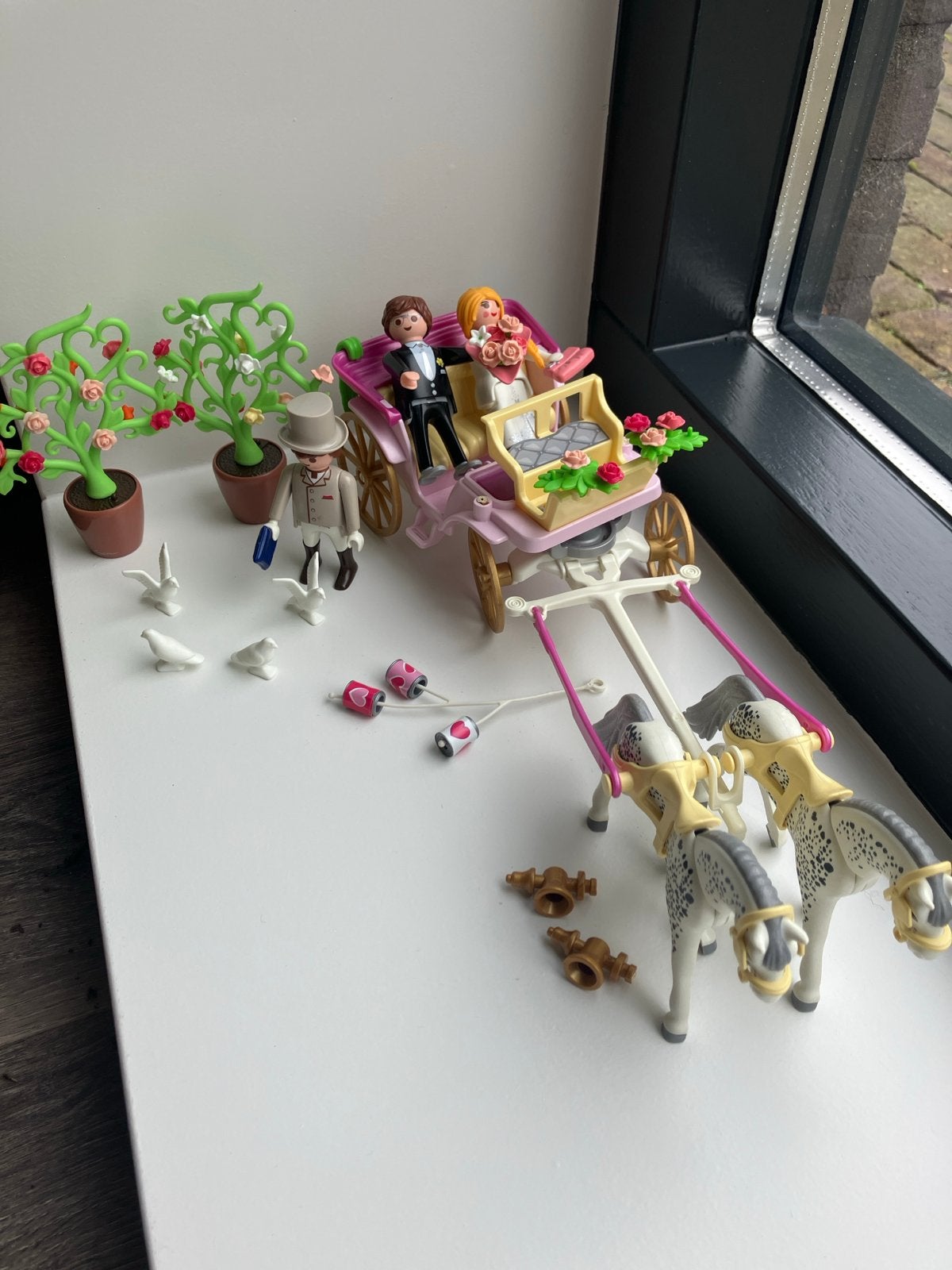 Playmobil Bruidskoets 9427 met bruidspaar en accessoires, Gebruikt, Complete set, Voertuig, Ophalen of Verzenden