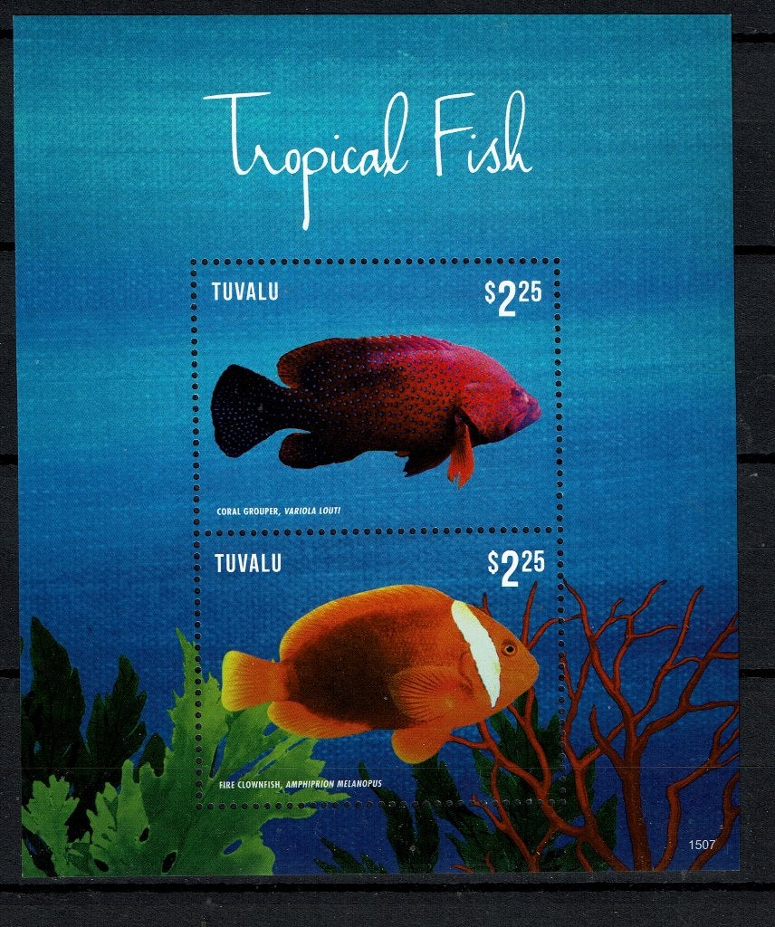 tuvalu 2015 pf blok vissen fishes zeeleven 2, Ophalen of Verzenden, Postfris, Dier of Natuur