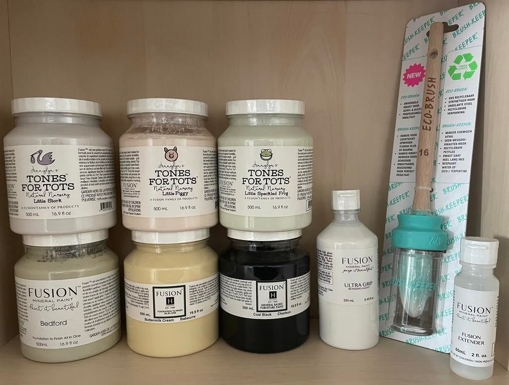 6x Fusion Mineral Paint & Accessoires – Nieuw, Ophalen, Overige kleuren, Nieuw, Verf