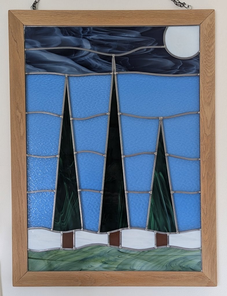 Glas in lood glaspaneel 'bomen', Huis en Inrichting, Woonaccessoires | Overige, Ophalen, Nieuw, Meerkleurig, Glas