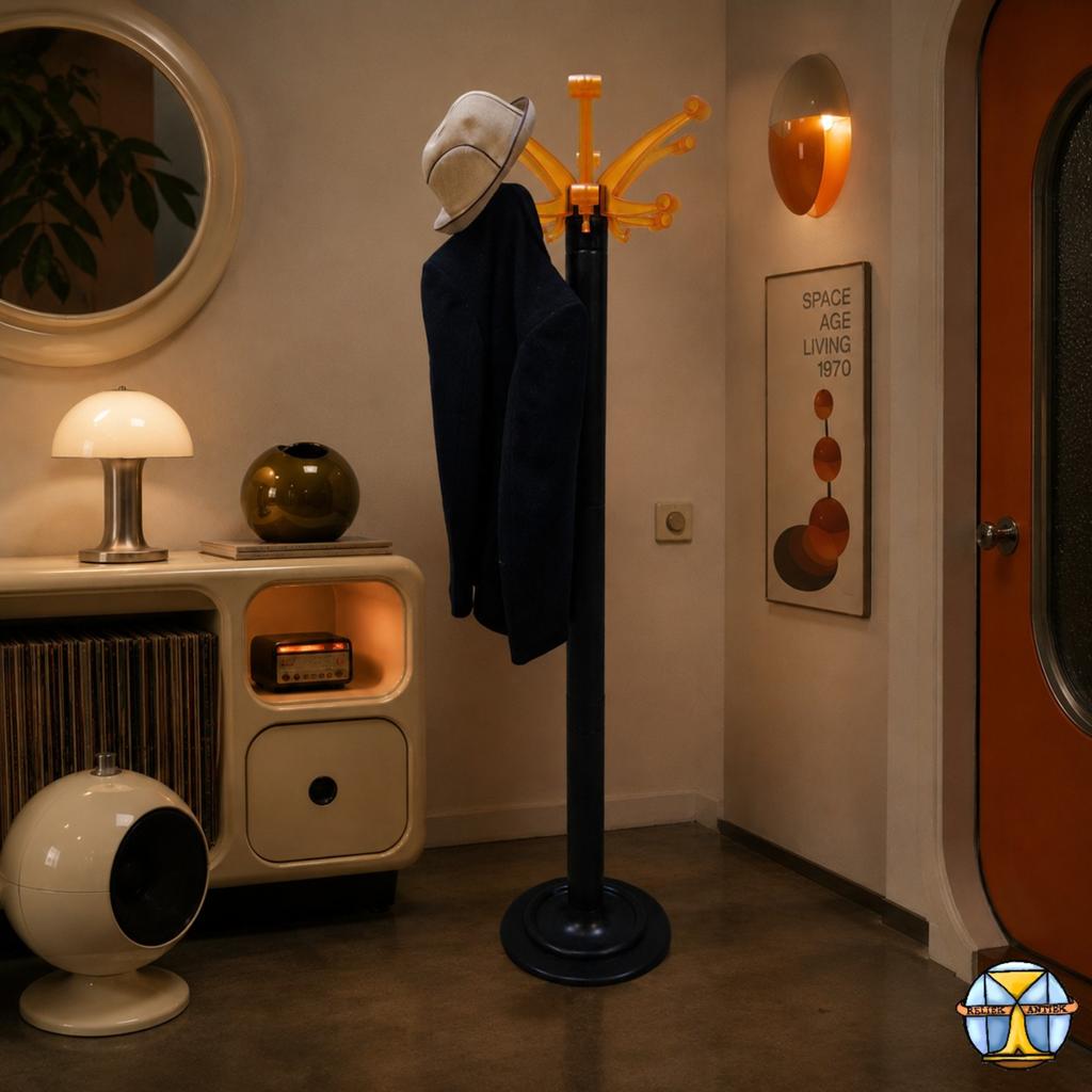 Vintage Space Age Oranje Itiliaanse stijl Kunststof Kapstok, Kunststof, ., Ophalen of Verzenden, Zo goed als nieuw