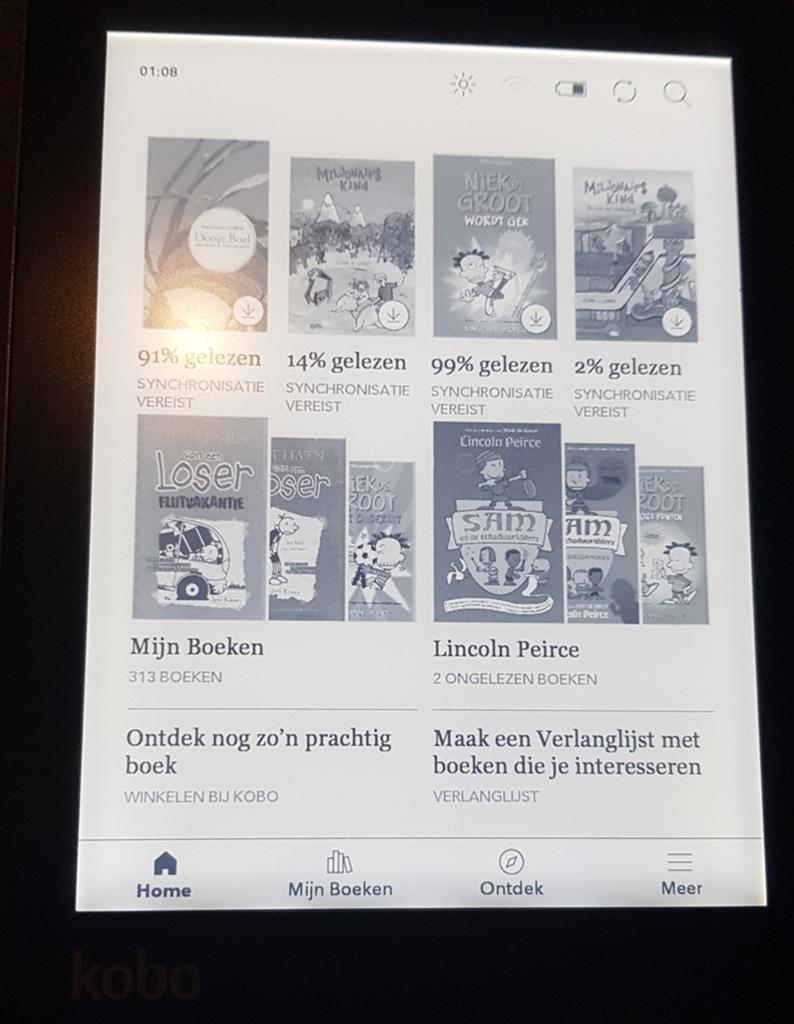Kobo Aura N514 eReader - Zo goed als nieuw met 300+ boeken, Ophalen, 6 inch of minder, Kobo, 4 GB of minder