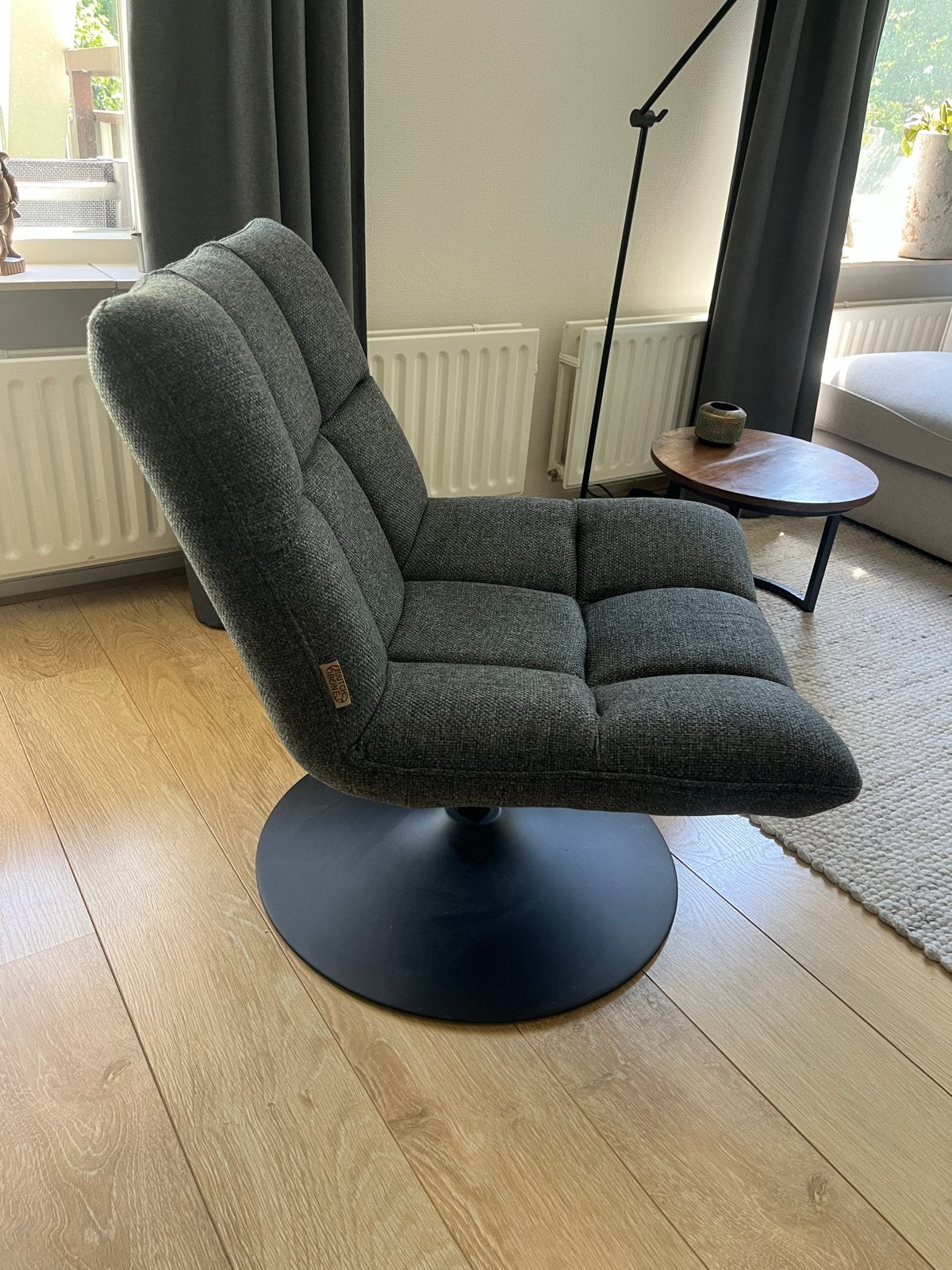 Dutchbone Bar draaifauteuil antraciet/donkergrijs stof, Ophalen, Zo goed als nieuw, Stof