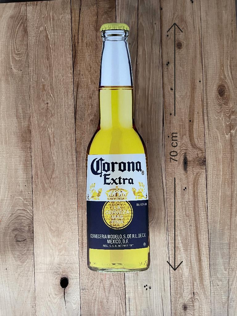 Reclamebord Corona fles groot, 70cm hoog, aluminium, Ophalen of Verzenden, Nieuw, Reclamebord