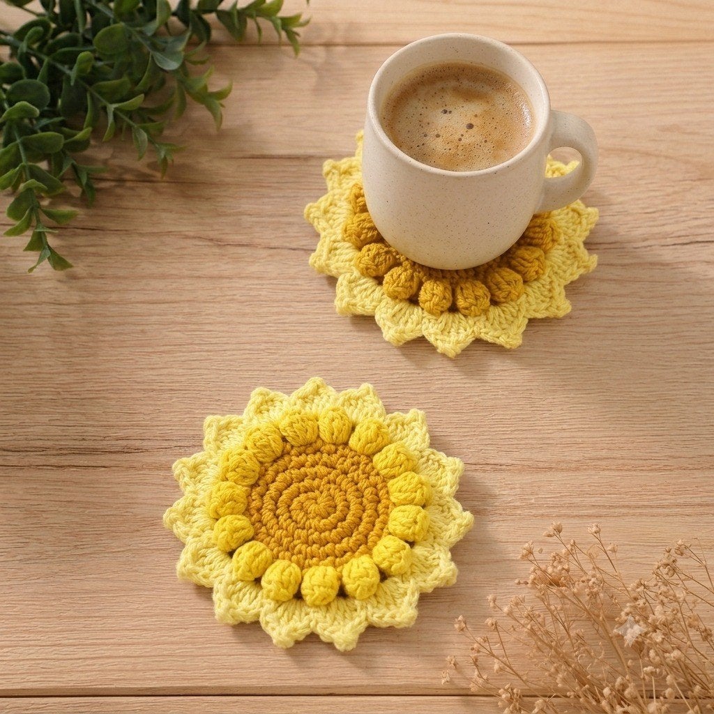 Gehaakte bloemen onderzetter, Glasonderzetter, Ophalen of Verzenden, Textiel, Meerkleurig