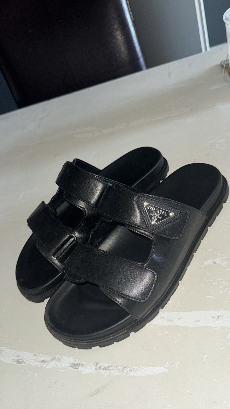 PRADA Leather strap sandals, Ophalen of Verzenden, Gedragen, Zwart