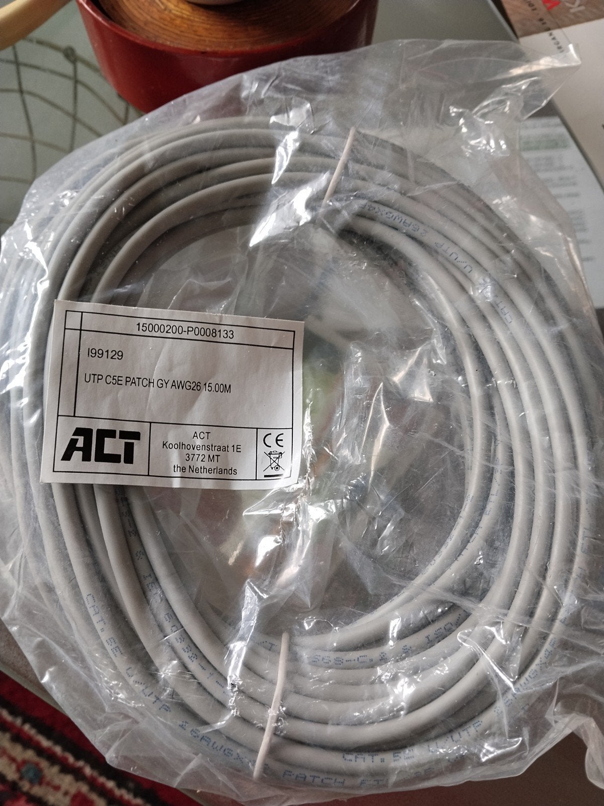 ACT UTP Categorie 5e Patchkabel Grijs 15 Meter, Ophalen of Verzenden, Nieuw