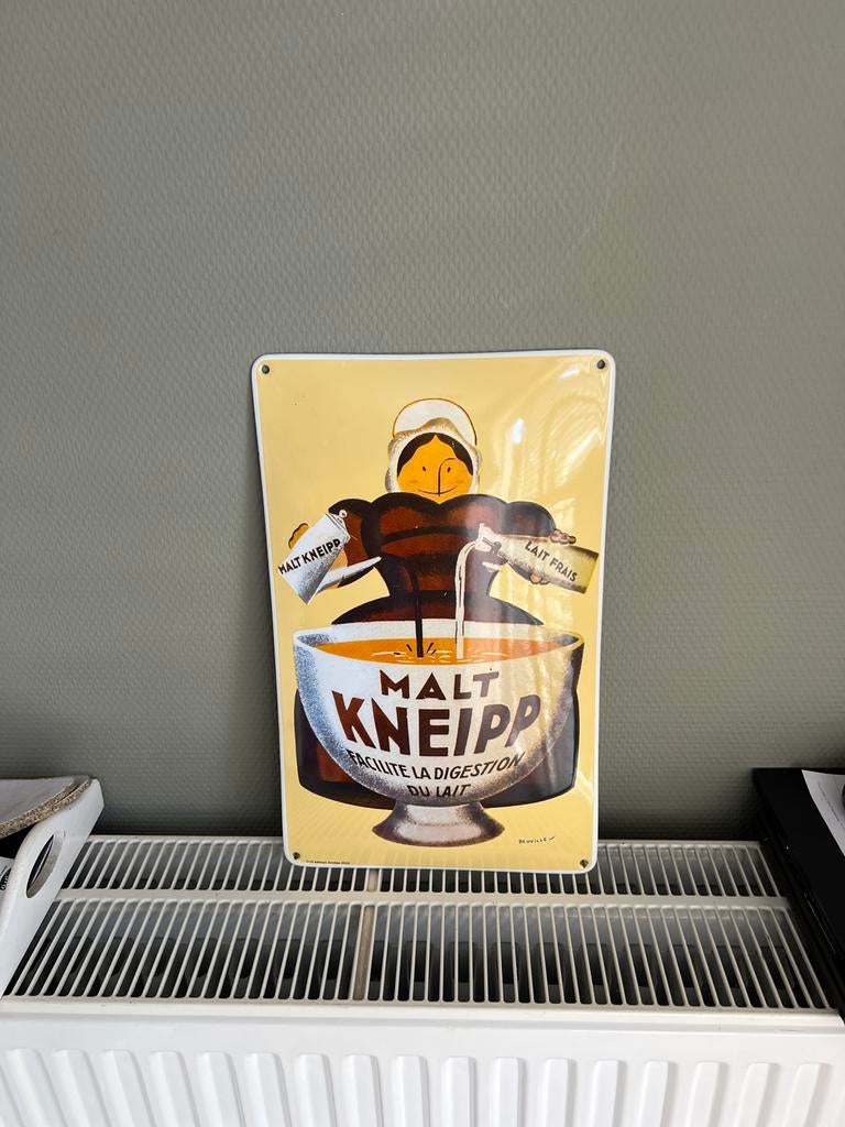 Emaille bol reclamebord Malt Kneipp - Limited Edition, Antiek en Kunst, Antiek | Emaille, Ophalen of Verzenden