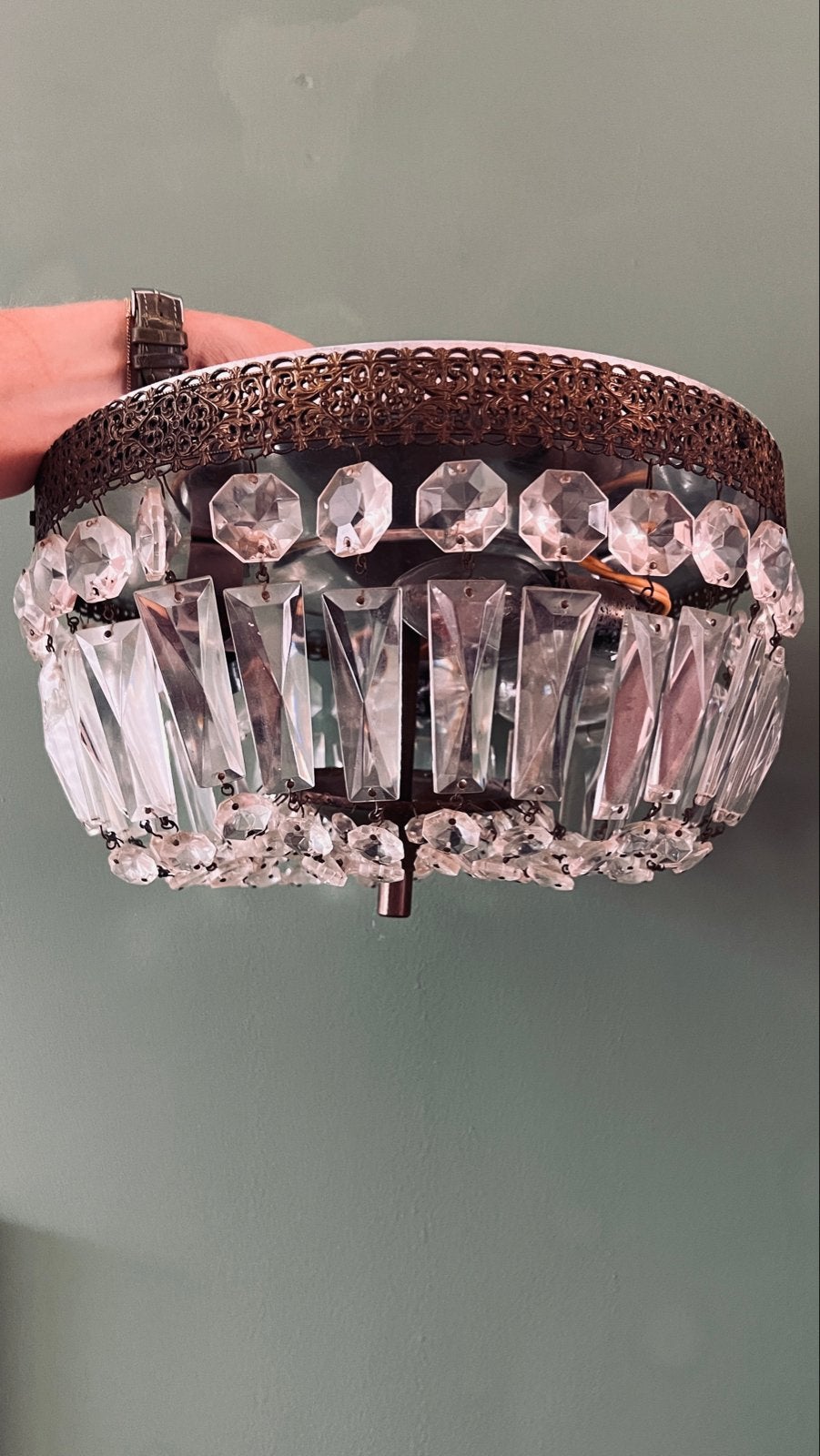 Vintage kristallen plafondlamp - Art Deco stijl, Ophalen