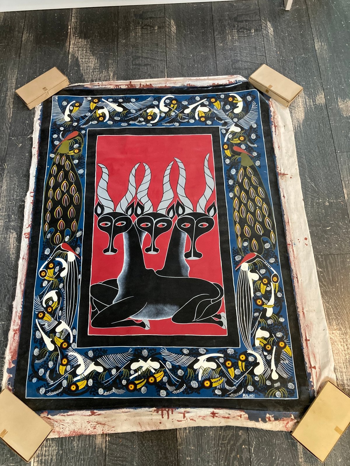 Kunstwerk, acryl op linnen, Malindi (250725s), Antiek en Kunst, Ophalen of Verzenden, Wanddecoratie, Natuurlijk materiaal