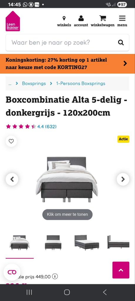 Boxcombinatie Alta 5-delig - donkergrijs - 120x200cm, Ophalen of Verzenden, Zo goed als nieuw, Twijfelaar, 120 cm
