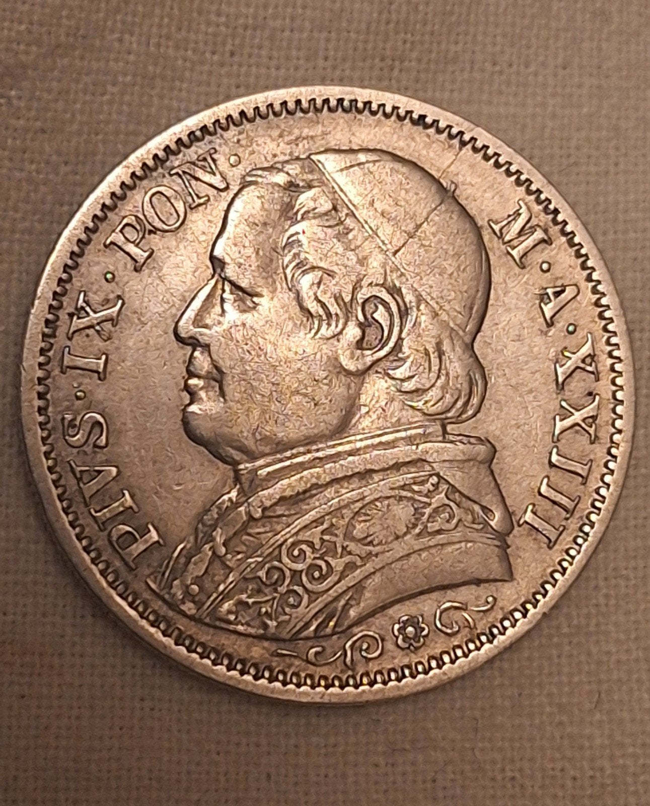 Zilveren 1 Lira 1868 Pauselijke Staat (Pius IX) – Met stempe, Verzenden