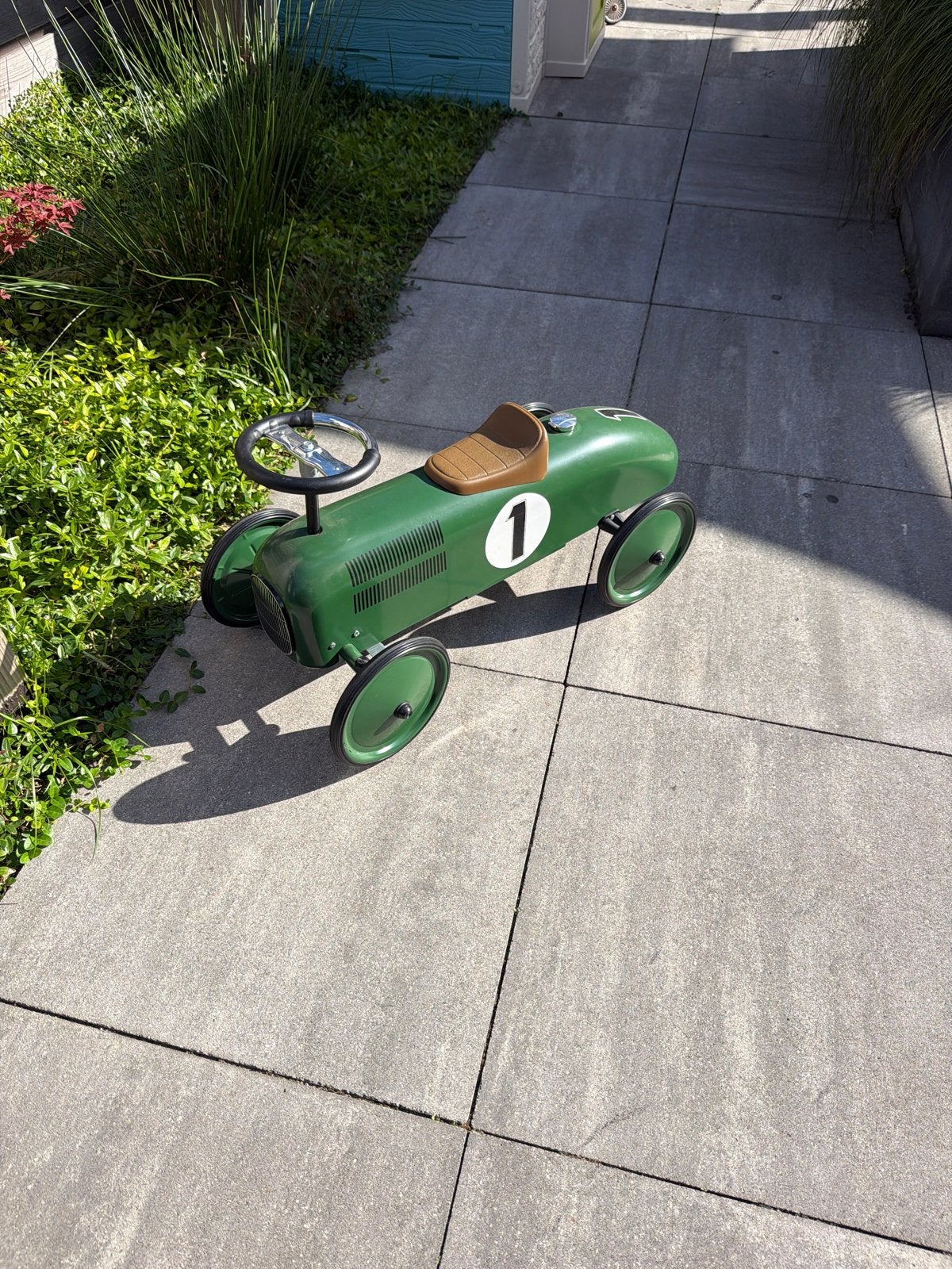 Vintage Groene Trapauto met Nummer 1 - Kinder Raceauto, Ophalen, Gebruikt
