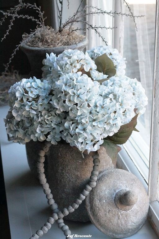 Bos hortensia's blue / zijdebloemen, Www.jufbrocante.nl, Www.jufbrocante.nl, Nieuw, Ophalen of Verzenden