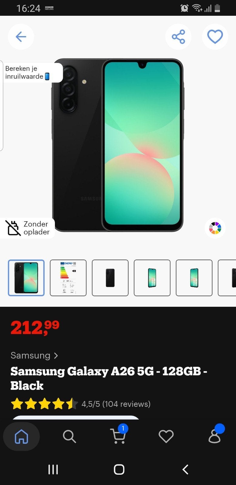 Samsung Galaxy A26 5G - 128GB - Zwart, Telecommunicatie, Mobiele telefoons | Samsung, Zwart, Touchscreen, Ophalen of Verzenden