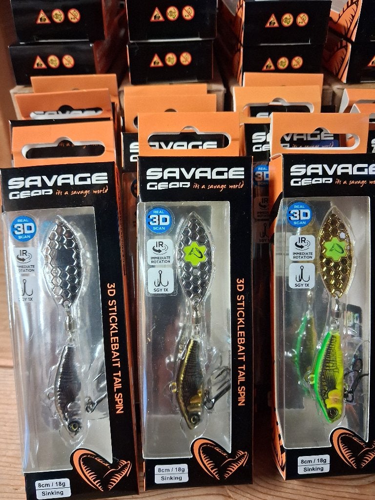 3D Sticklebait Tail Spin (Savage Gear kunstaas) 8cm/18g, Watersport en Boten, Tinstraat, Savage Gear, Overige typen, Nieuw