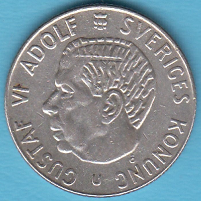 Zweden 1 Kroon 1963 U Gustaf VI zilver KM# 826 in munthouder, Postzegels en Munten, Ophalen of Verzenden, Overige landen, Losse munt