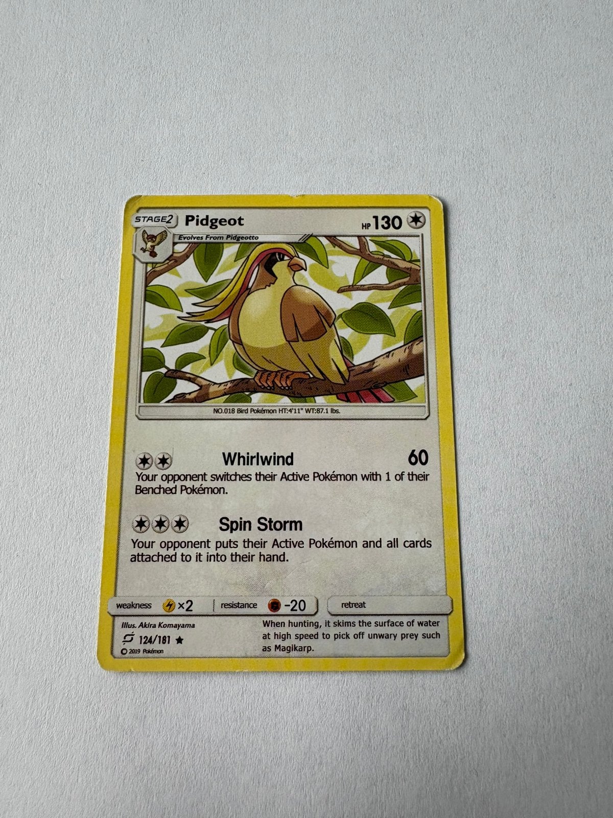Pokémon kaart Stage2 Pidgeot, Ophalen of Verzenden, Gebruikt