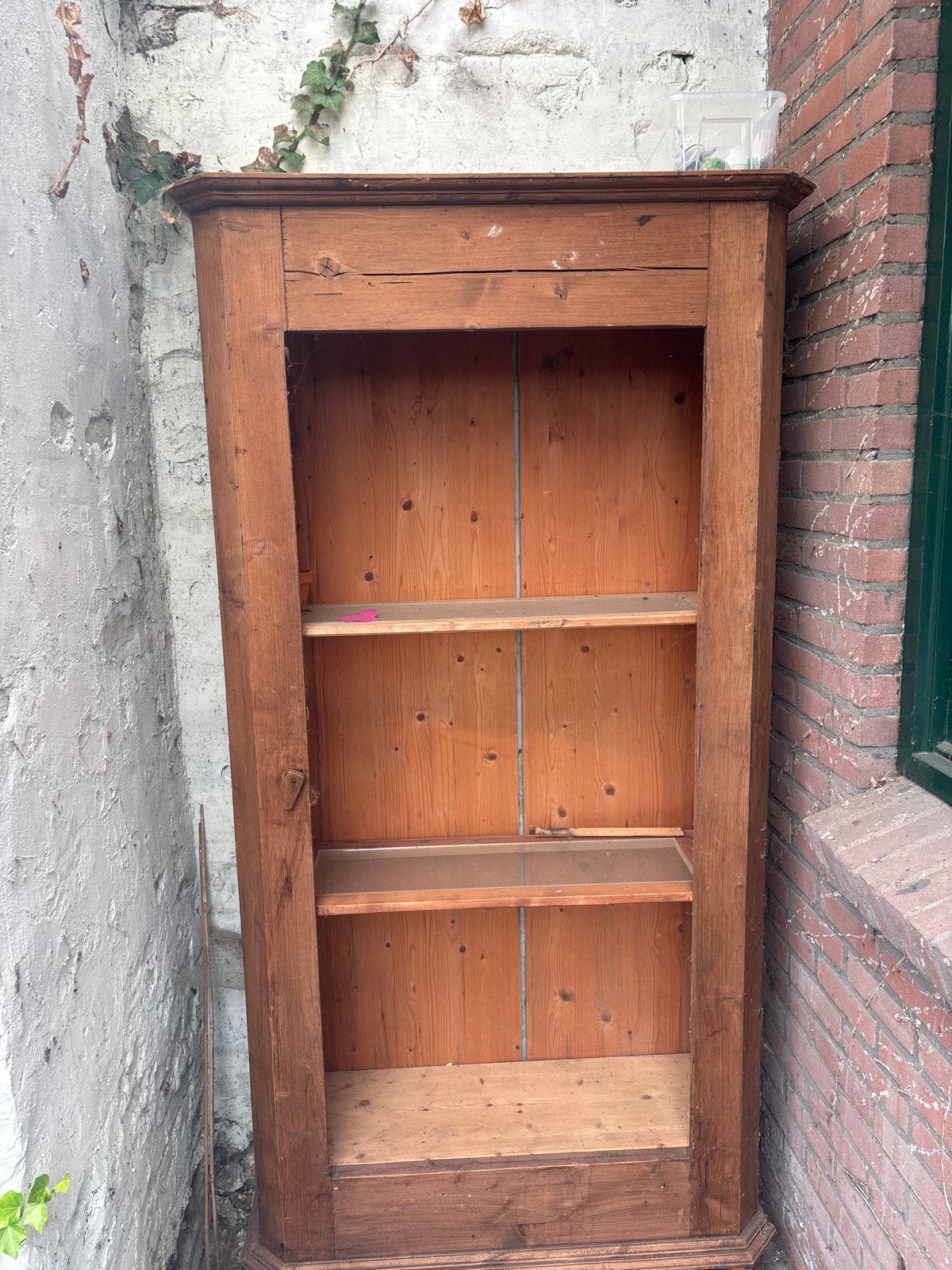 Vintage Houten Kast - Breedte 92cm, Hoogte 1.85m, Met plank(en), Gebruikt, 150 tot 200 cm, 25 tot 50 cm