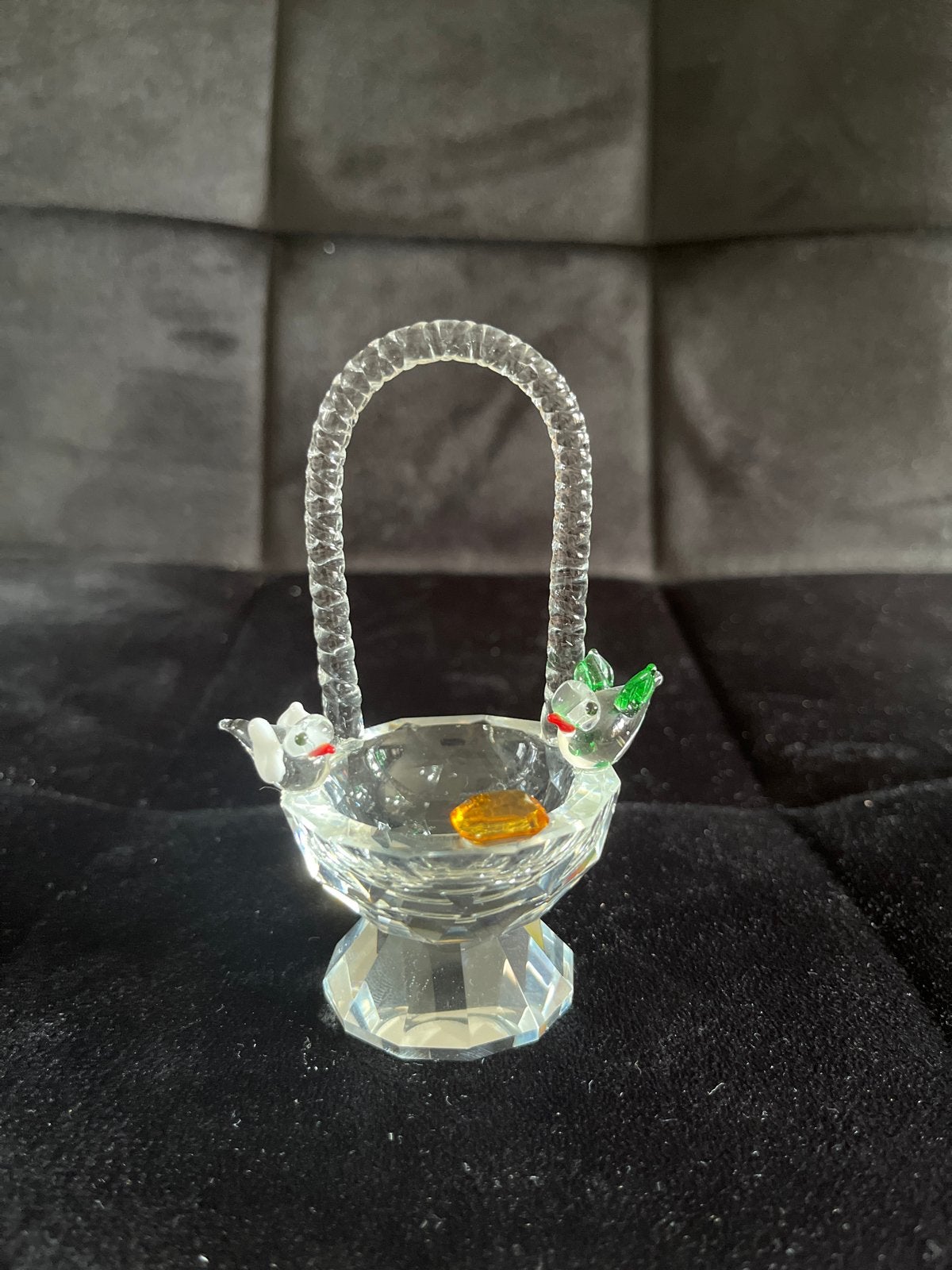 Glazen mandje met vogeltjes - decoratief, Antiek en Kunst, Ophalen