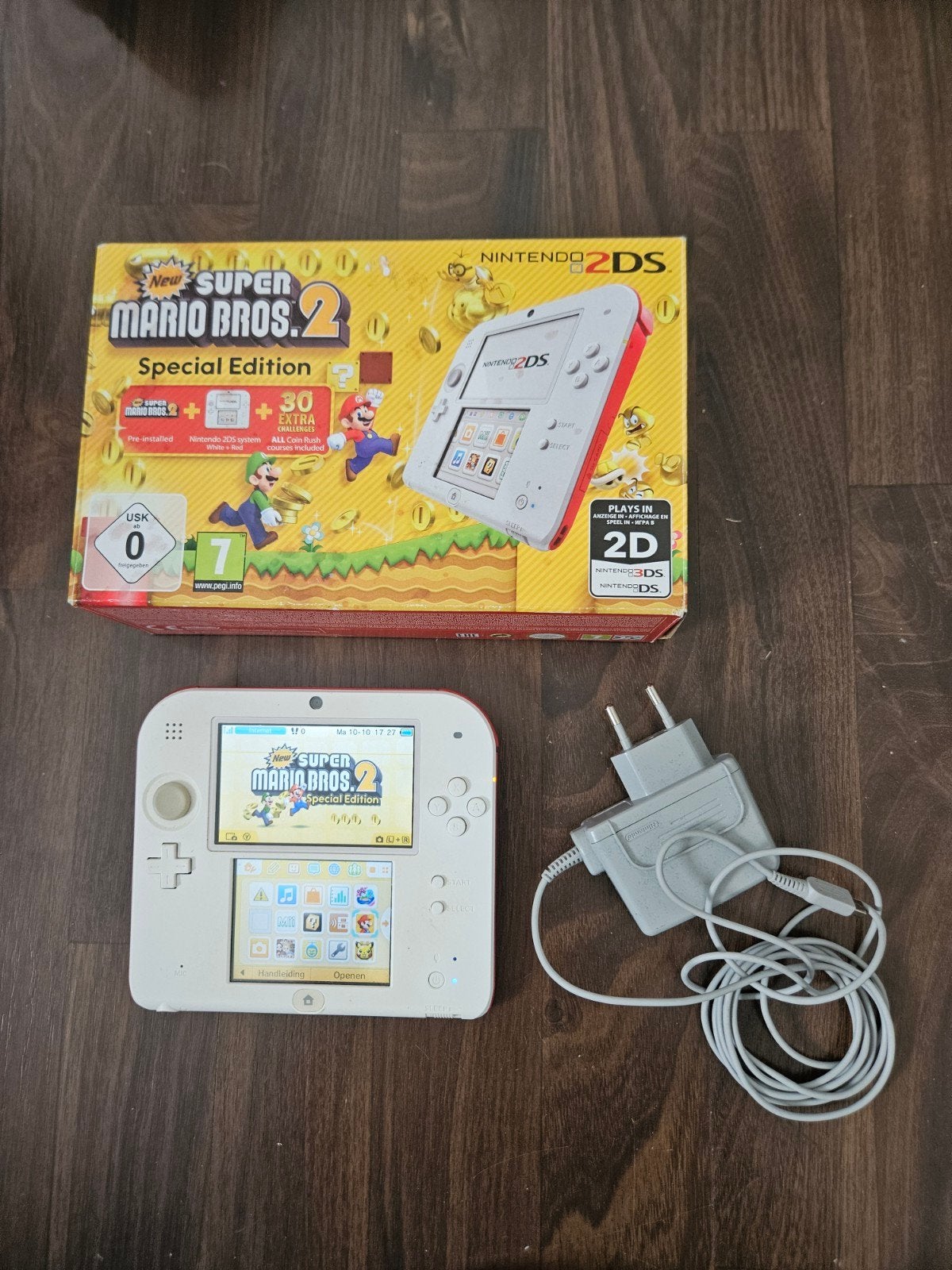 Nintendo 2DS met New Super Mario Bros. 2 (LEES BESCHRIJVING), Ophalen, Met games, Wit, 2DS