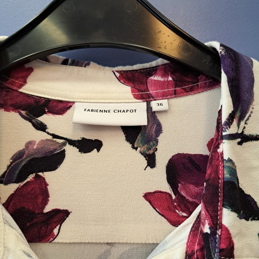Fabienne Chapot doorknoop jurk + ceintuur paars wit S 51102, ., Paars, Fabienne Chapot, Ophalen of Verzenden