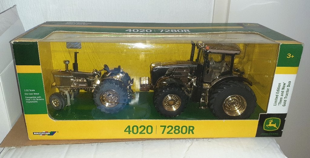John Deere 4010 en 7280R gold - Britains, Ophalen of Verzenden, Nieuw, Tractor of Landbouw, Britains