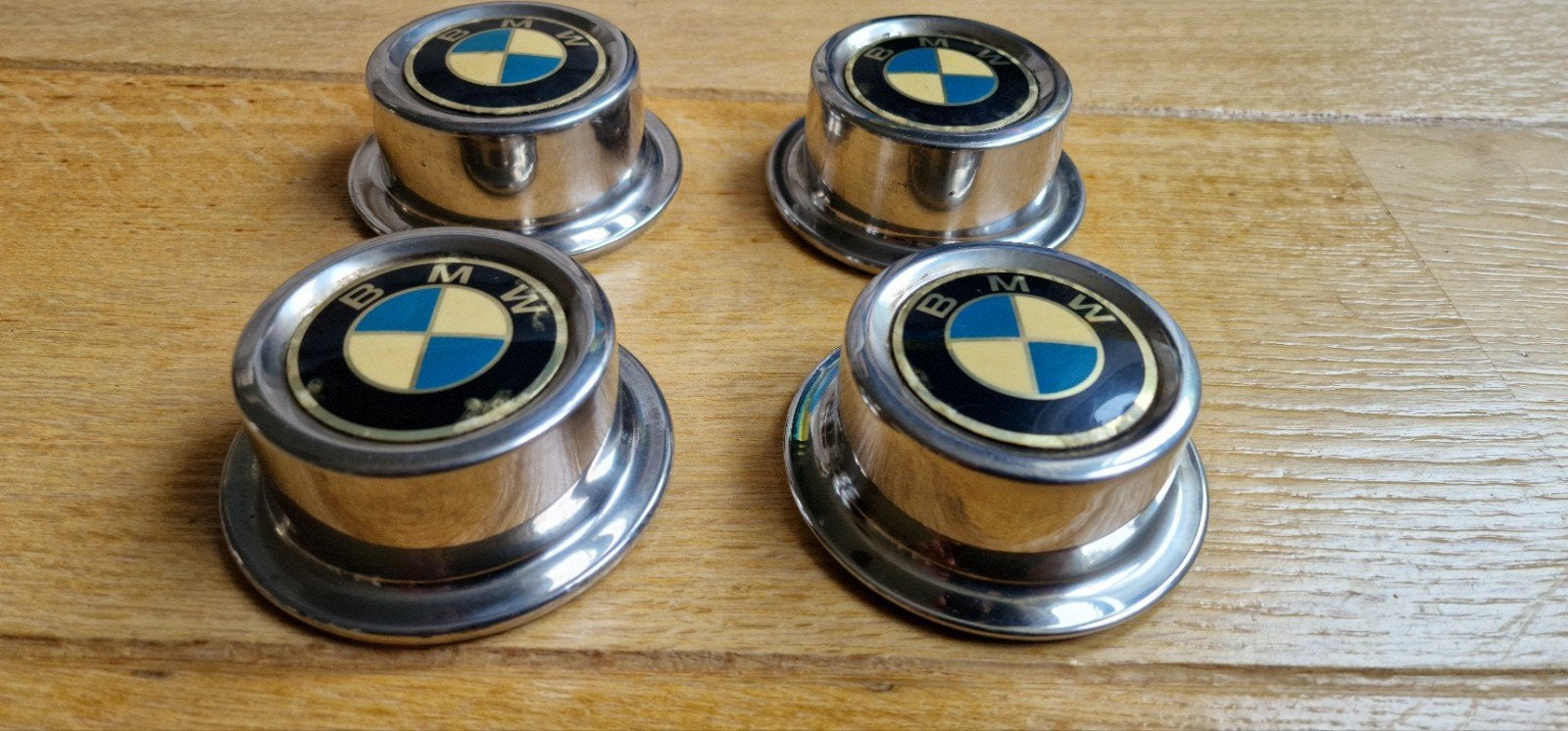 BMW vintage wielnaafdoppen RVS/Chroom met het oude logo, Ophalen of Verzenden, Gebruikt, BMW