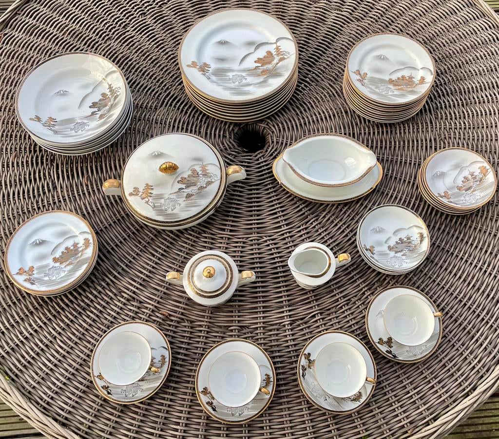 Uitgebreid vintage Japans Kutani servies, Ophalen of Verzenden
