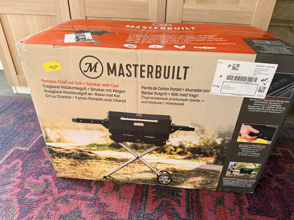 Masterbuilt Draagbare Houtskool Grill - Nieuw, Tuin en Terras, Houtskoolbarbecues, Ophalen of Verzenden, Nieuw, Met accessoires