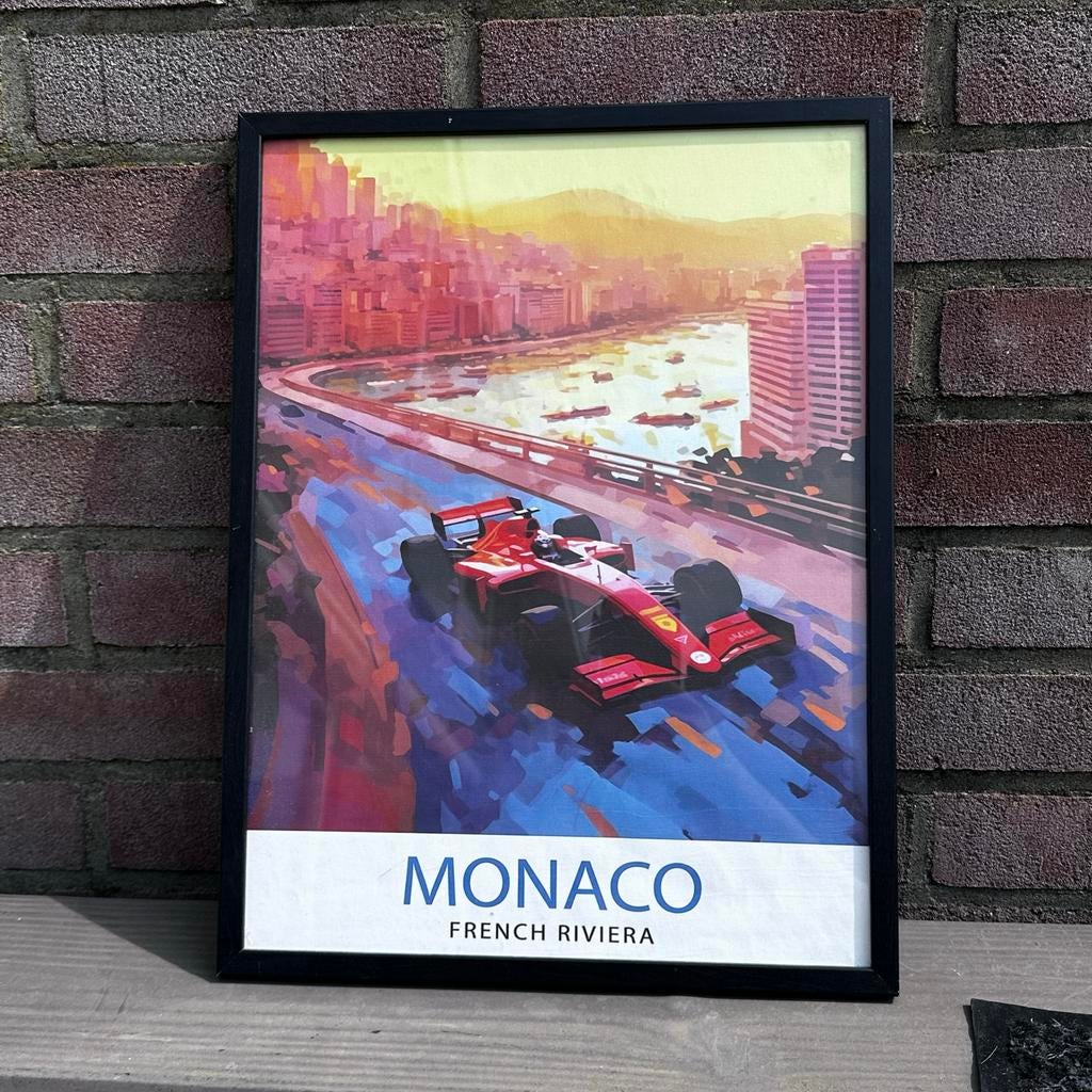 Monaco Formule 1 Schilderij op Katoen, Ophalen of Verzenden