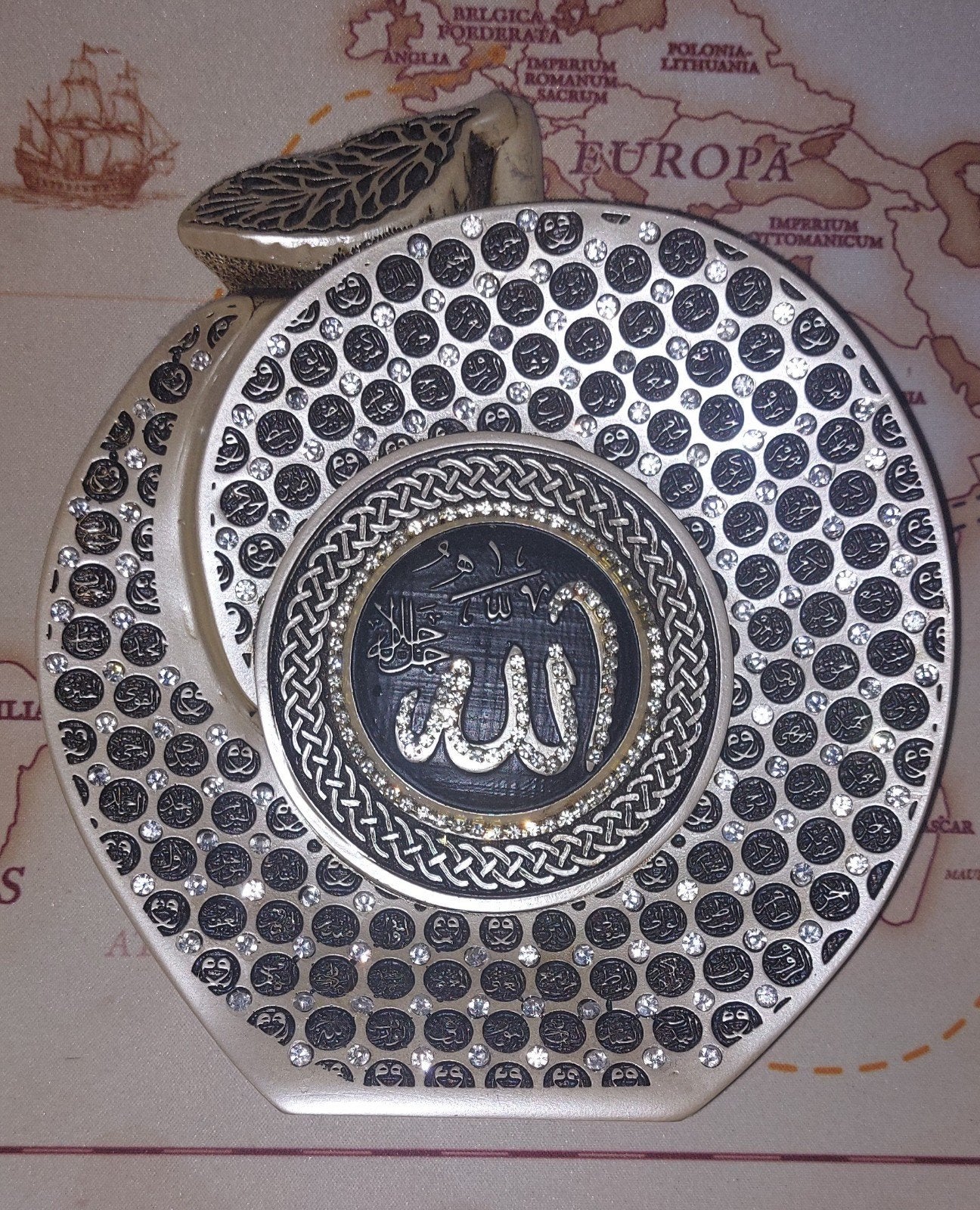 Islam decoratie goud kleurige appel met 99 namen van Allah, Ophalen of Verzenden