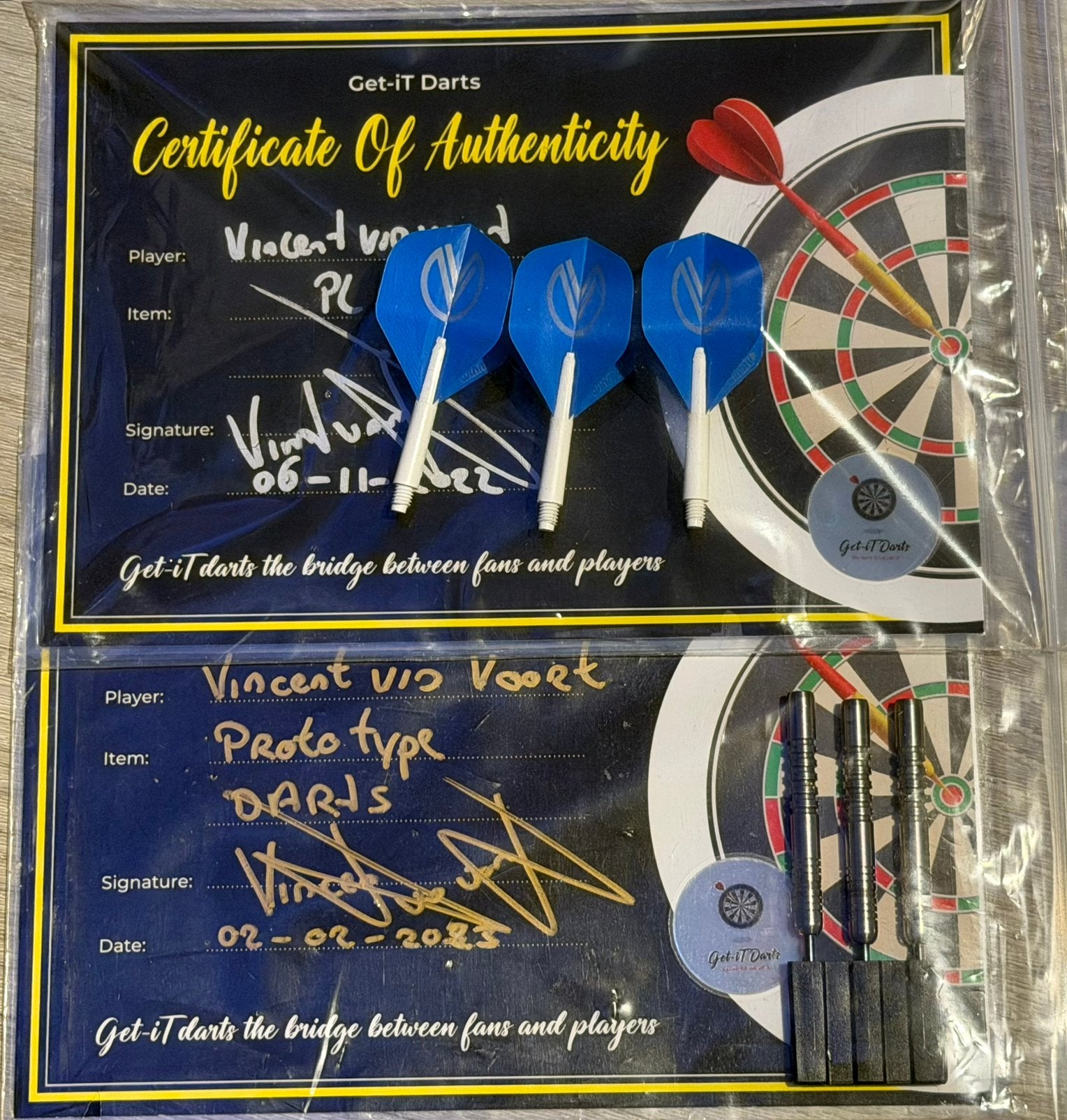 Match Used Vincent van der Voort Prototype darts + setup, Ophalen of Verzenden, Nieuw, Pijlen