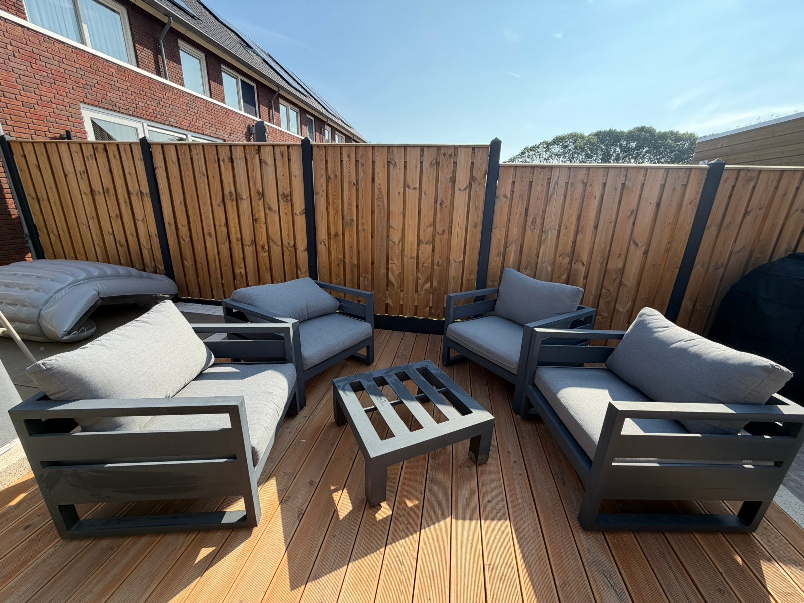 Aluminium loungeset – 4 zitplaatsen, Tuin en Terras, Tuinsets en Loungesets, Ophalen, 4 zitplaatsen, Gebruikt, Aluminium