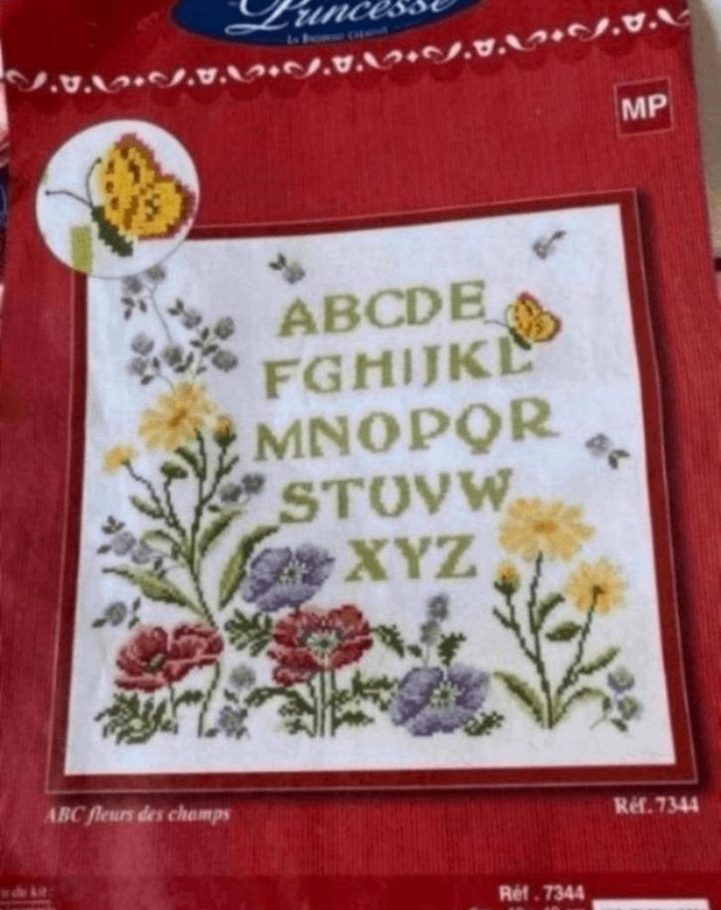 BORDUURPAKKET PRINCESSE ABC WILDE BLOEMEN, Verzenden, Nieuw, Handborduren, Borduurpakket