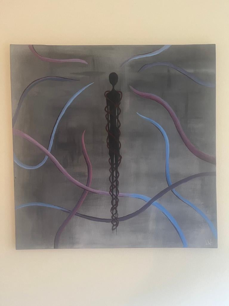 groot modern schilderij abstract 70x70 cm, Ophalen of Verzenden