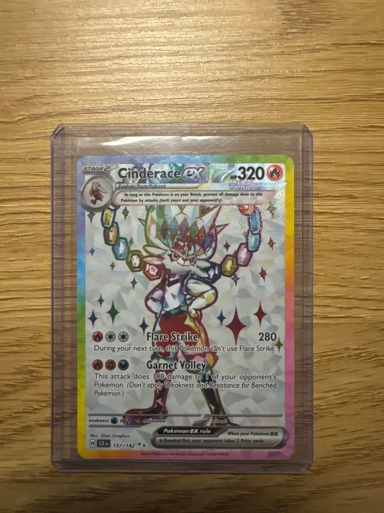 Cinderace ex 157/142 SCR Pokémon kaart Nieuw, Ophalen of Verzenden, Nieuw, Losse kaart, Foil