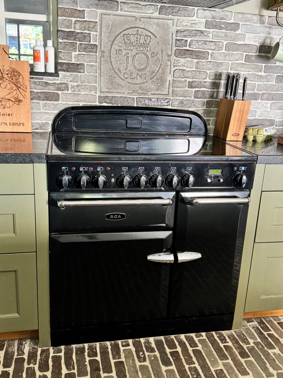 AGA Fornuis Zwart - Inductie - Zo goed als nieuw, Witgoed en Apparatuur, Ophalen, Gebruikt, 60 cm of meer, Grill