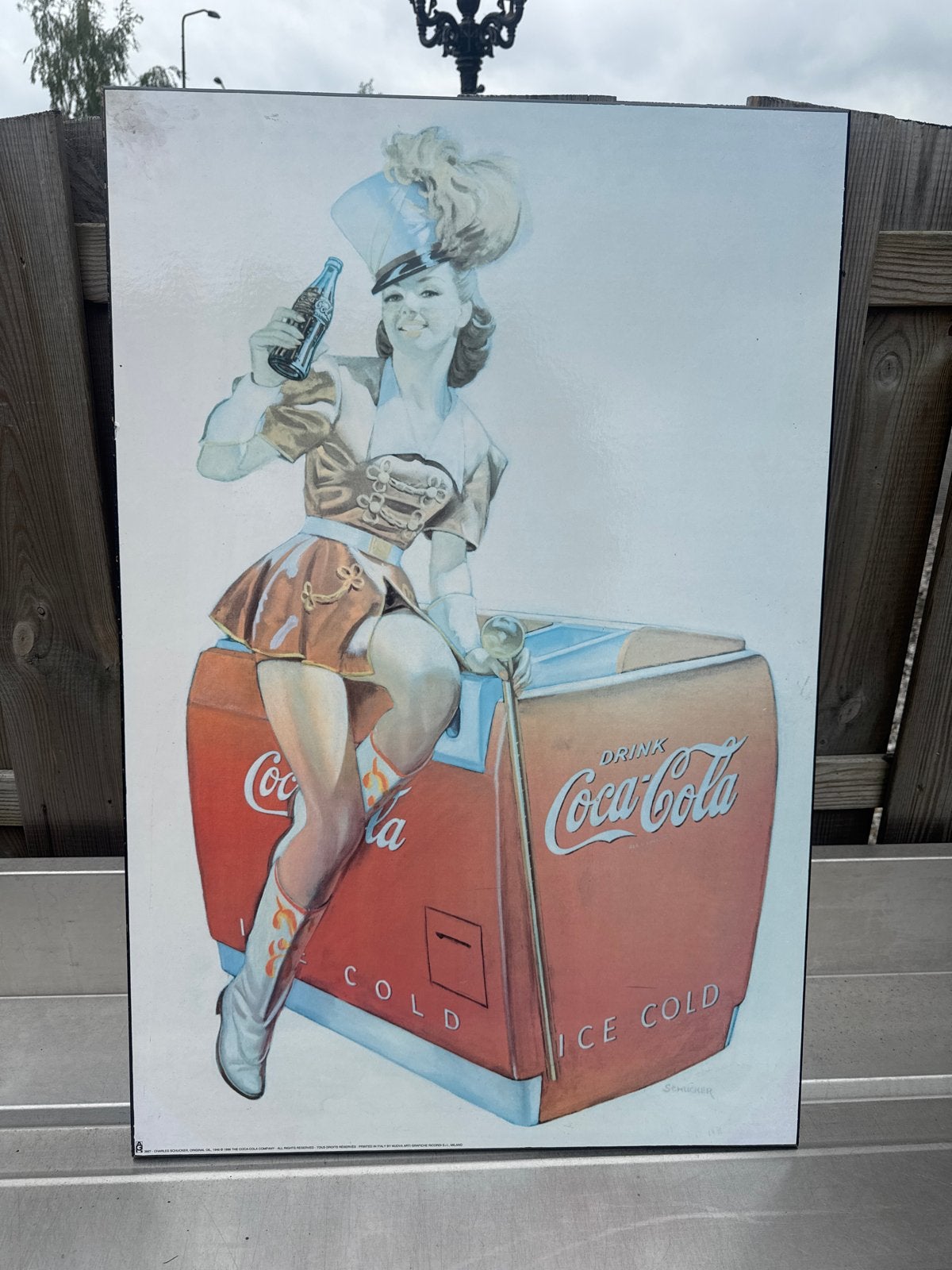 Oud Coca-Cola reclamebord - Pin-up meisje - Geen emaille, Ophalen, Gebruikt, Reclamebord