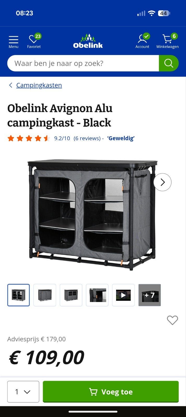 Obelink Avignon campingkast black/zwart, Ophalen of Verzenden, Zo goed als nieuw, Campingkast