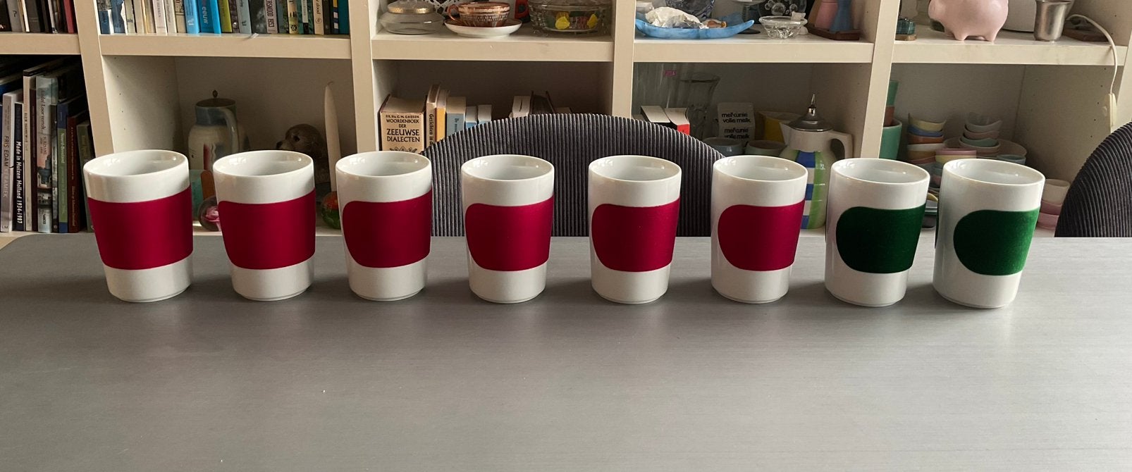 8x Kahla Five Senses Touch! mokken roze en groen ; 11,5 cm, Zo goed als nieuw, Overige stijlen, Porselein, Mok