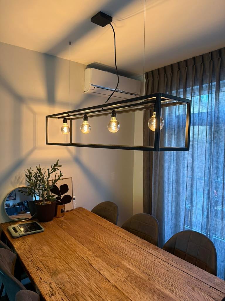 Hanglamp 150x30x30 cm industriel zwart 4 lampen, Huis en Inrichting, Slaapkamer | Stapelbedden en Hoogslapers, Eenpersoons, Ophalen of Verzenden