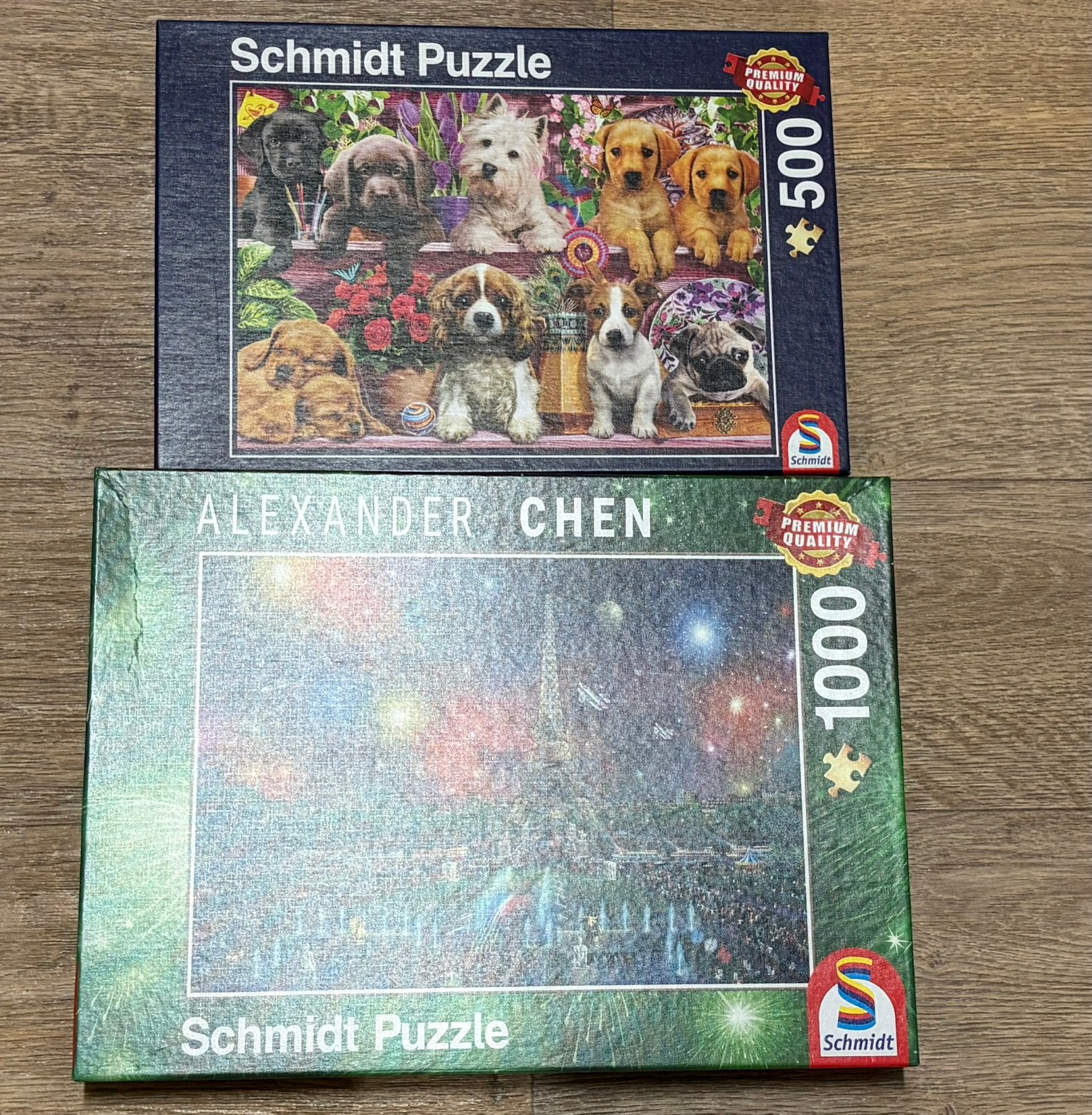 Schmidt puzzels 500/1000 stukjes (2 stuks), Ophalen of Verzenden, 500 t/m 1500 stukjes, Zo goed als nieuw, Legpuzzel