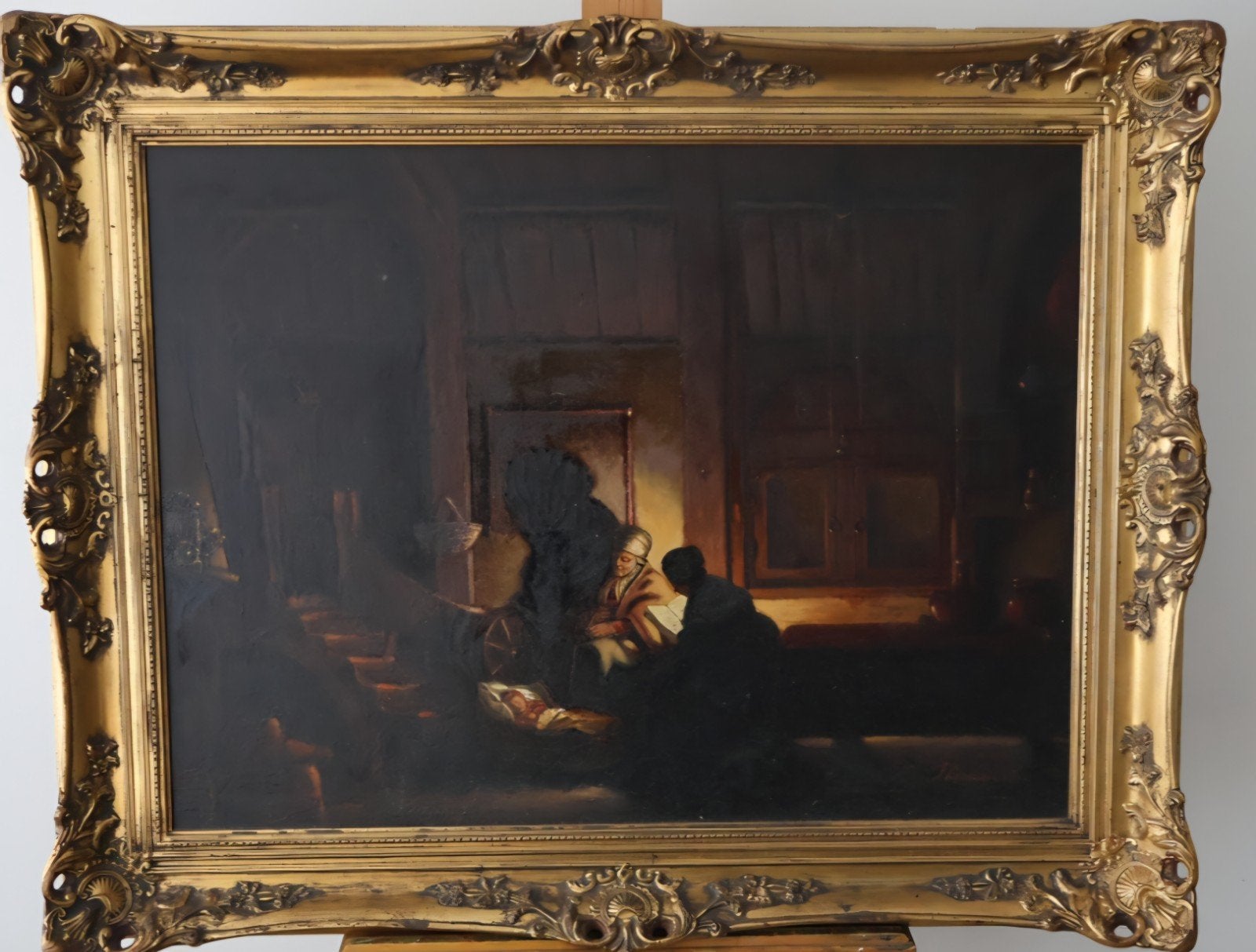 Schilderij De Heilige Familie bij avond,gesigneerd F. Kopsch, Antiek en Kunst, Ophalen
