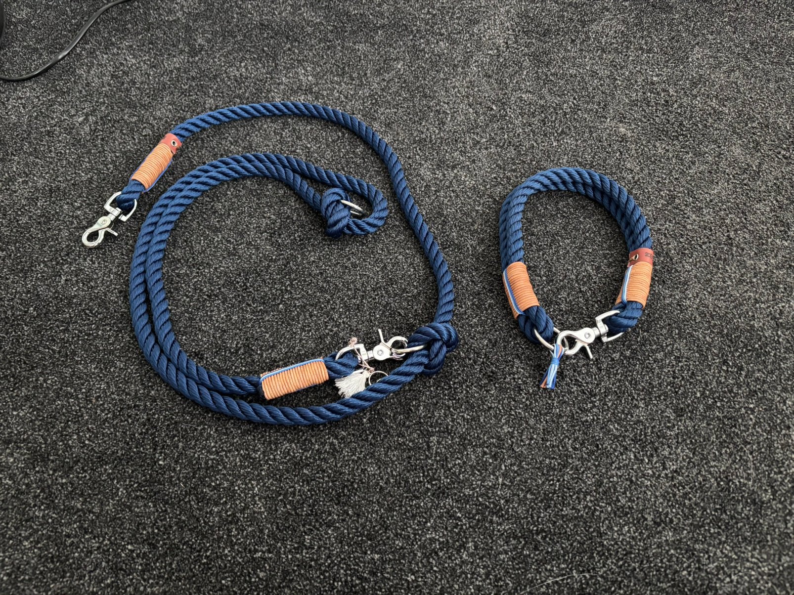 Honden halsband + lijn touw navy Zeeland Dog 40 cm, Ophalen of Verzenden, Zo goed als nieuw