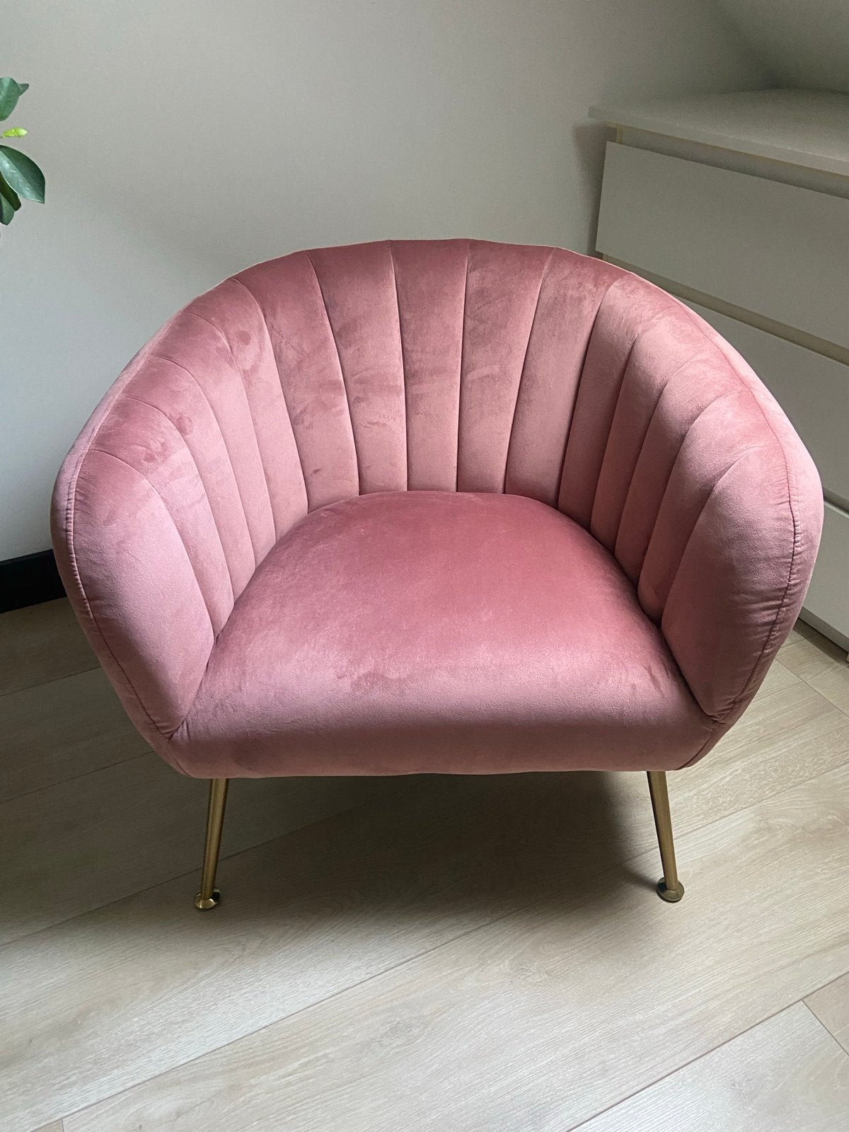Roze fluwelen stoel - Zo goed als nieuw, Ophalen, Overige kleuren, Zo goed als nieuw, Eén