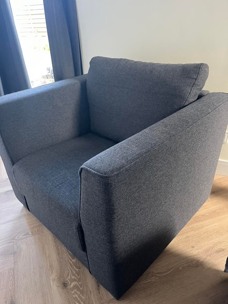 Twee mooi fauteuils antraciet stof, Ophalen, Eenpersoons, 75 tot 100 cm, Zo goed als nieuw