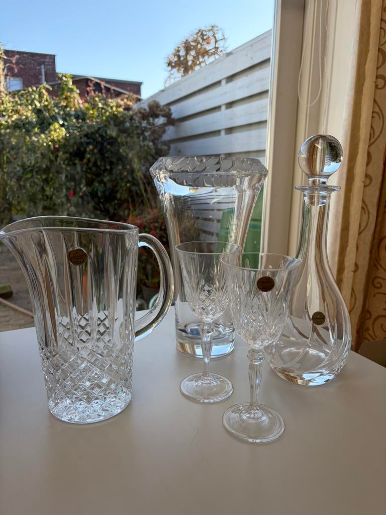 Toscane en Capri Crystal 24%, Kristallen karaf set, met vaas, Ophalen